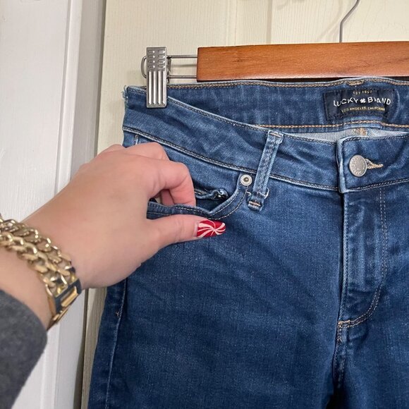 Lucky Brand Womens Dark Wash Distressed Stretch Lolita Skinny Jeans Size 2/26 - Picture 5 of 10